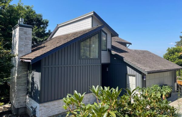 Exterior upgrade with new James Hardie Panel siding installed