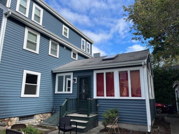 Full house vinyl renovation with PVC trim on doors, windows and fascia.