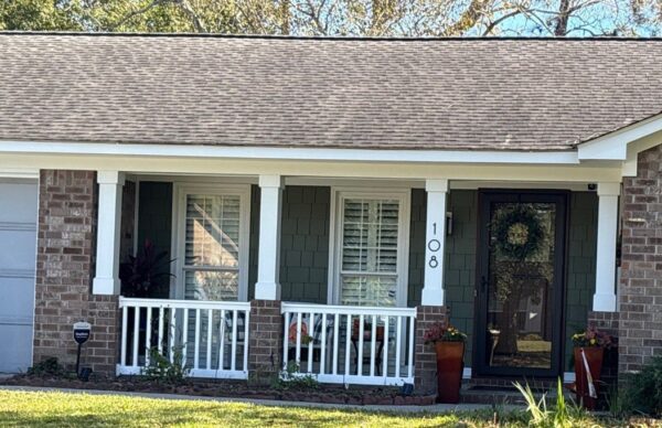 Old cedar planks replaced with JH Colorplus Mountain sage plank and shakes