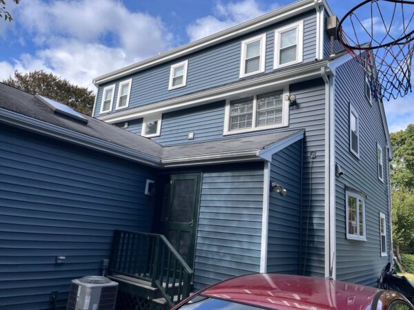 Full house vinyl renovation with PVC trim on doors, windows and fascia.