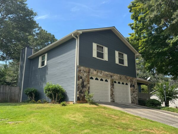 Completed vinyl residential siding replacement