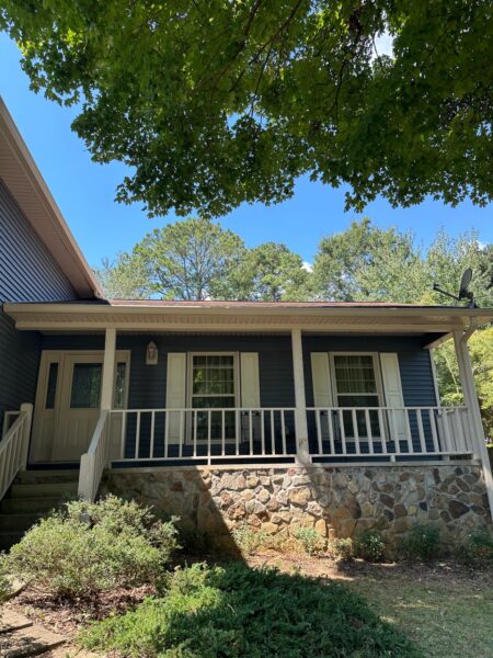 Completed vinyl residential siding replacement