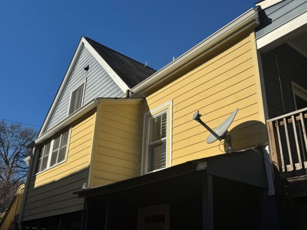 Home exterior renovation with new fiber cement siding