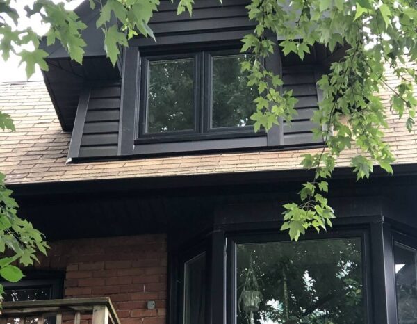 Replacement old siding, trims, soffits and gutter Vinyl Dutch 5” laps in Iron Ore