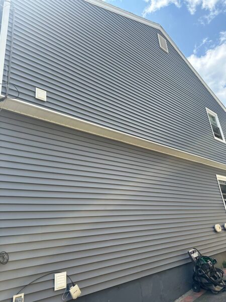Completed residential vinyl siding replacement